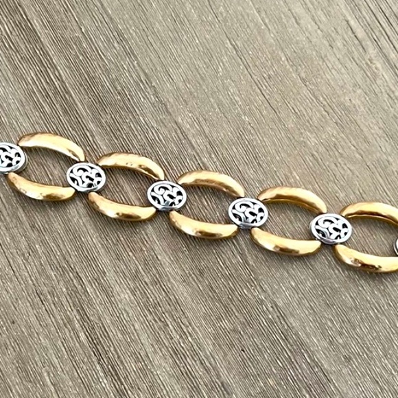 Brighton Sensation Chunky Two Tone Link Bracelet Hammered Gold & Silver Plated - Picture 9 of 9